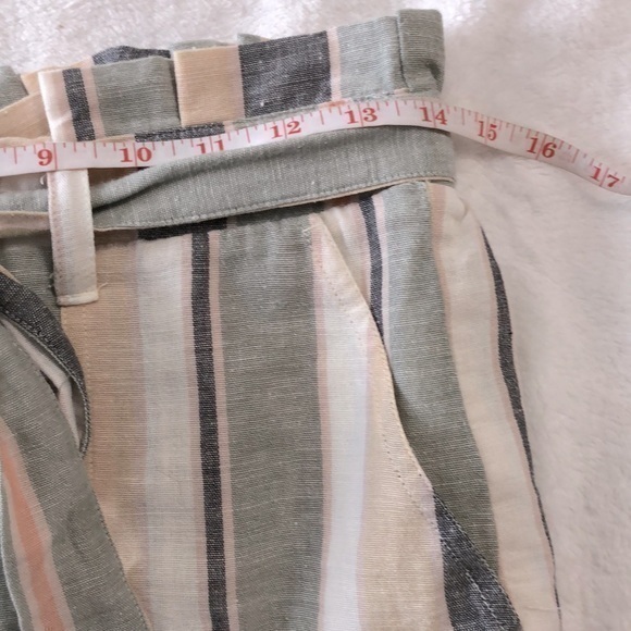 American Eagle || “Paper‎ Bag” Stripe Linen/Cotton Blend, High Waist, Mini Skirt - Picture 6 of 9